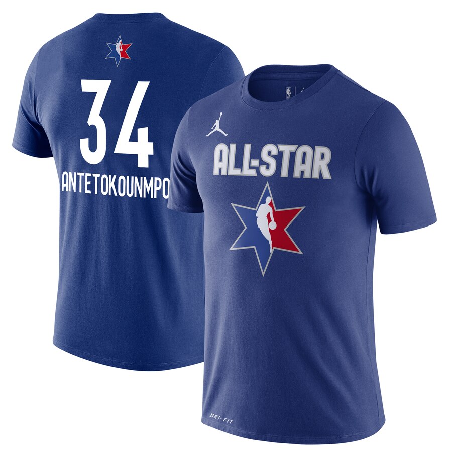 Men Giannis Antetokounmpo Jordan Brand 2020 NBA AllStar Game Name & Number Player TShirt Blue